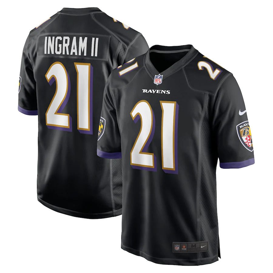 Men Baltimore Ravens 21 Mark Ingram Nike Black Game Player NFL Jersey